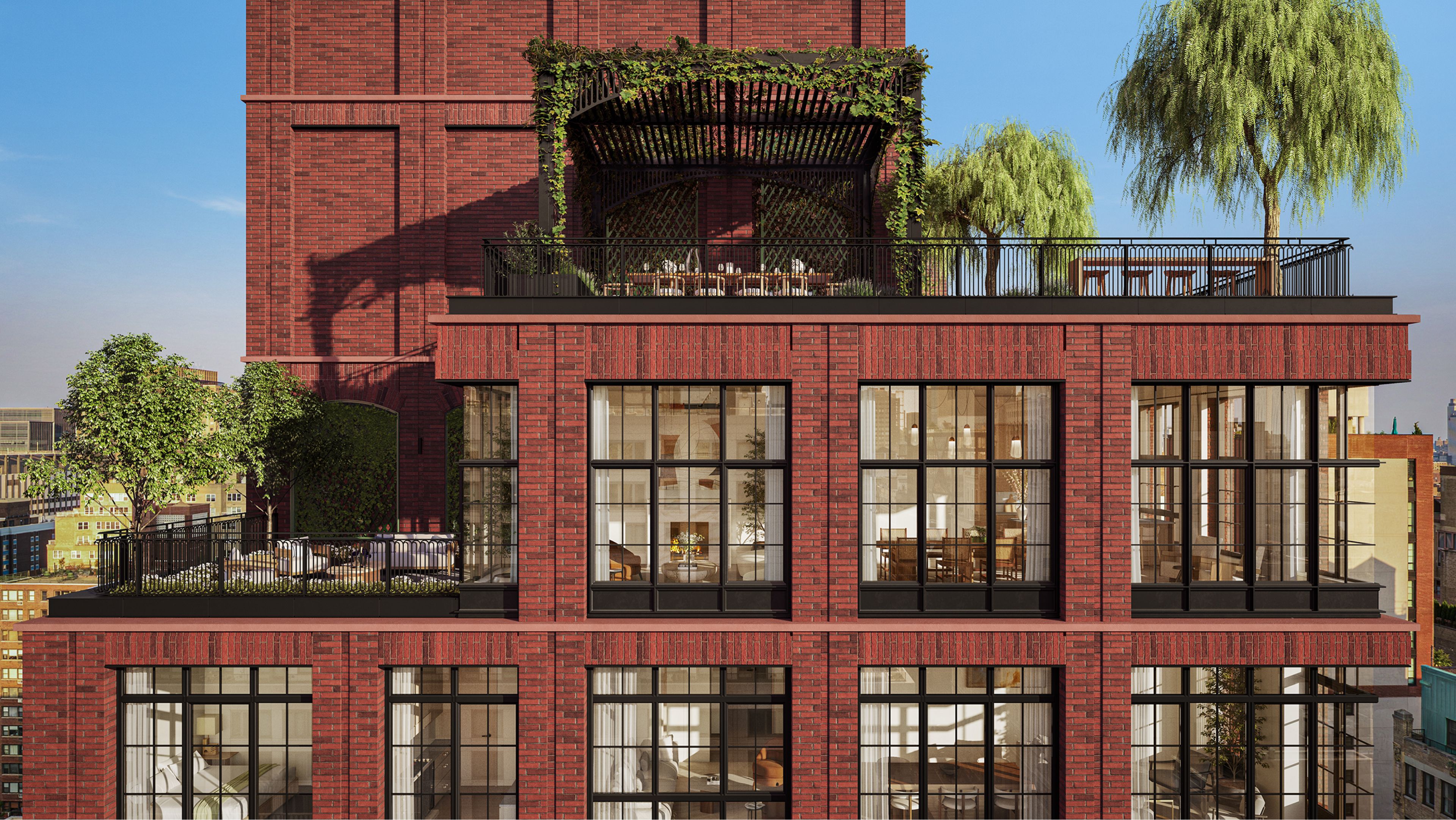 Elegant outdoor terrace at a luxury residences for sale in Gramercy at The Willow new development by Naftali Group.