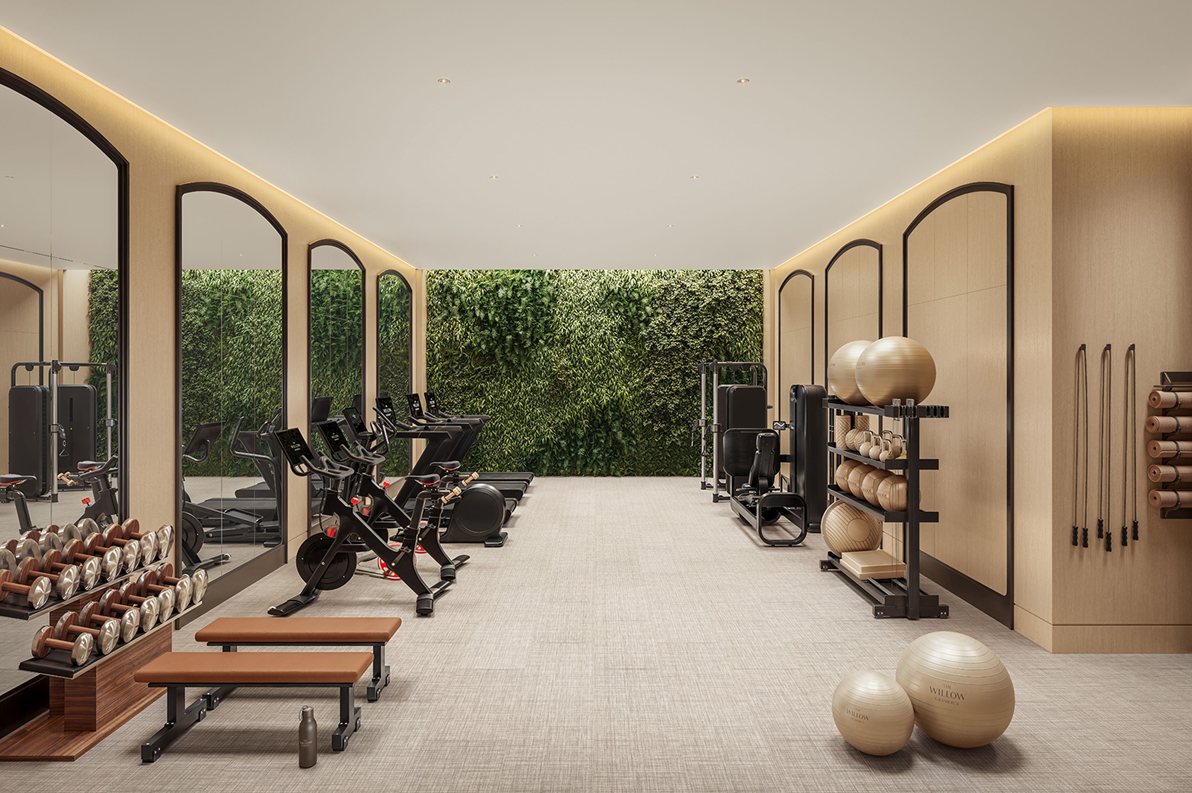 State of the art fitness center at Naftali Group's new boutique homes for sale in Gramercy, The Willow Residences.